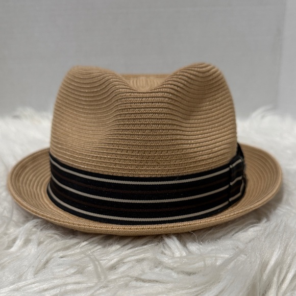 THE HATTER Tan Fedora with Black Striped Band - Picture 4 of 9